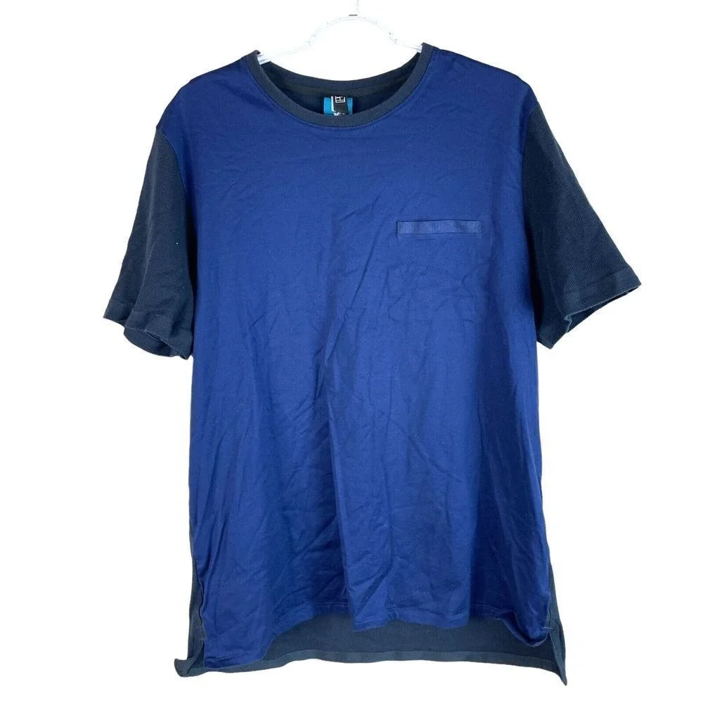 Vtg Nike RF Roger Federer Pocket Tennis Shirt‎ Mens XL Blue S/S Cotton Stretch